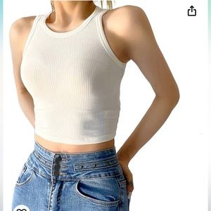 Women Workout Tank Crop Top Sexy Round Neck Camisole
